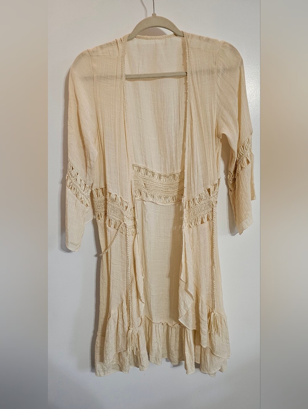 Light Cream Boho Crochet Kimono